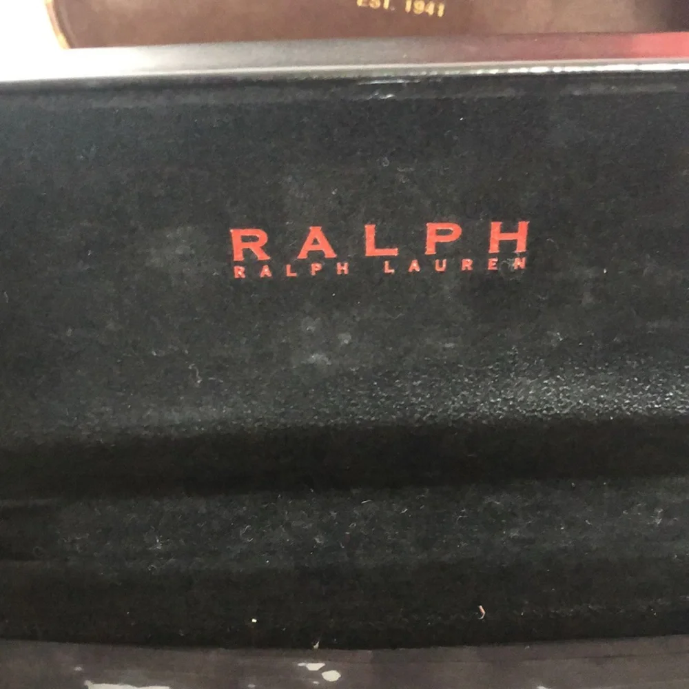 RALPH LAUREN black leather hardshell snap close eyeglasses sunglasses case